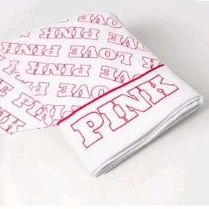 PINK Victoria's Secret White Towel with Bold Red Logo